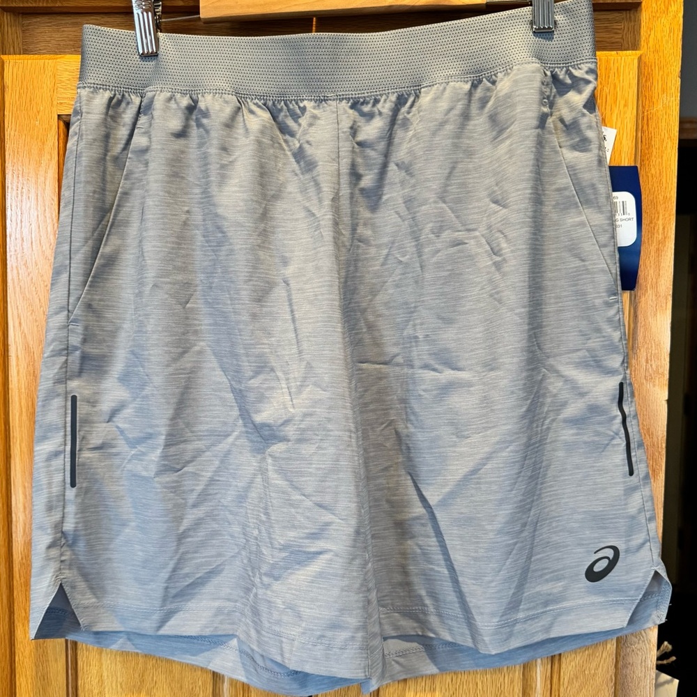 ASICS Light Gray Men’s Athletic Shorts with Reflective Accents